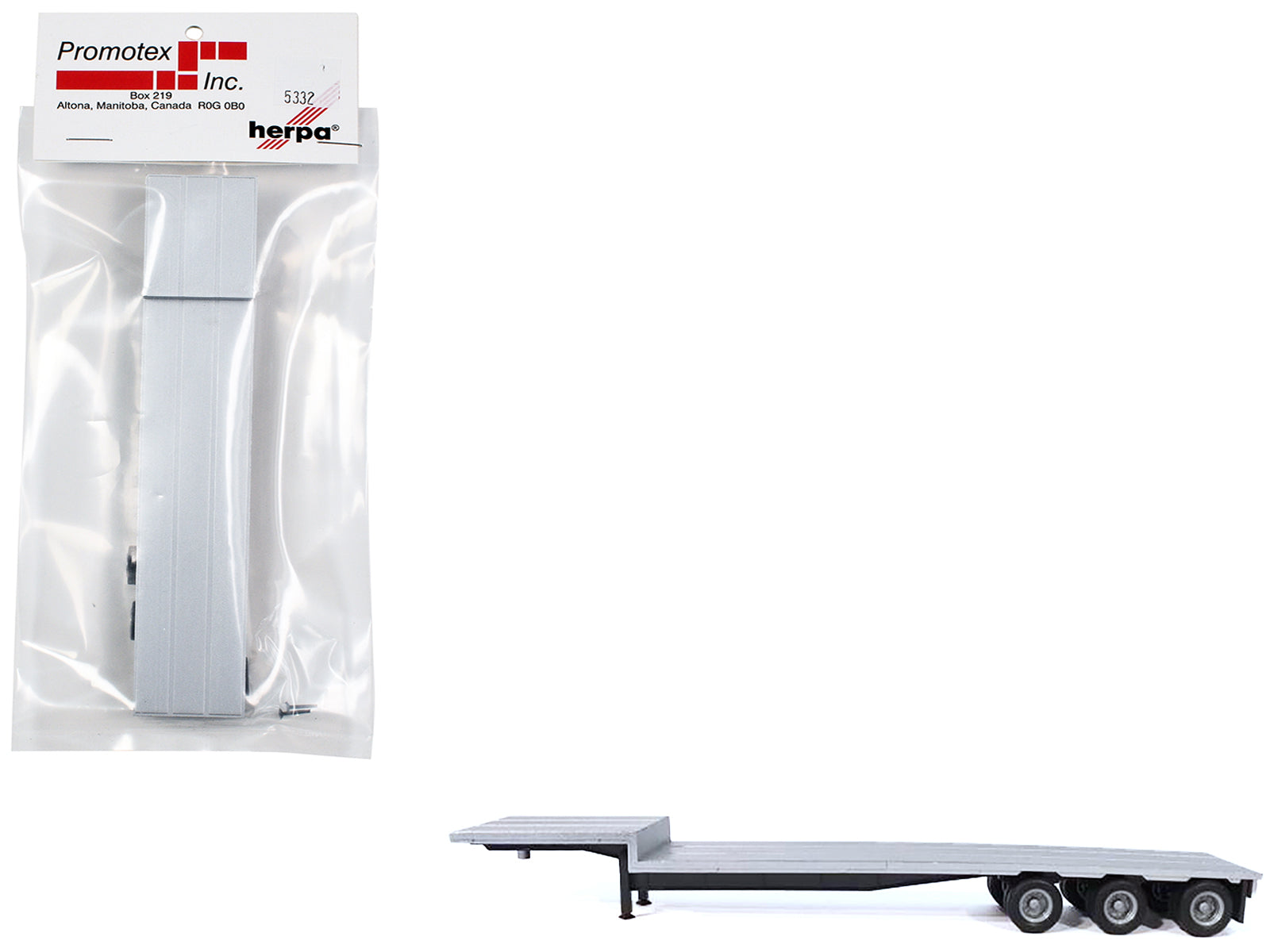 3-Axle Dropdeck Flatbed Trailer Silver Top 1/87 (HO) Plastic Model by Promotex  free shipping USA