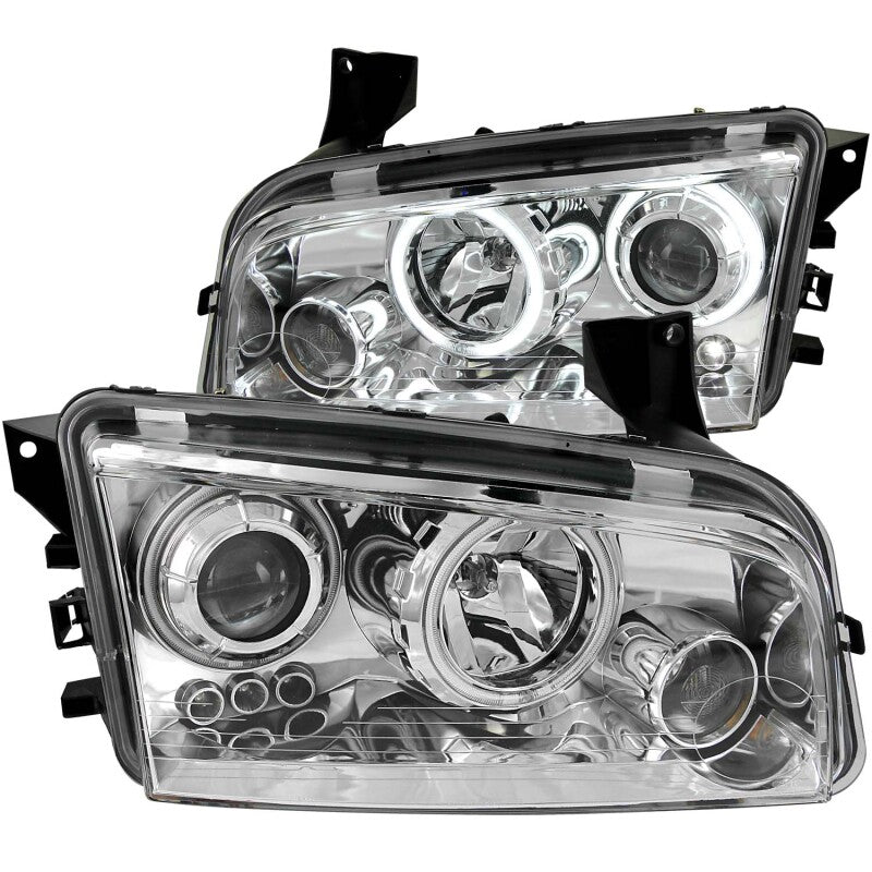 Anzo 2006-2010 Dodge Charger Projector Headlights w/ Halo Chrome (CCFL)