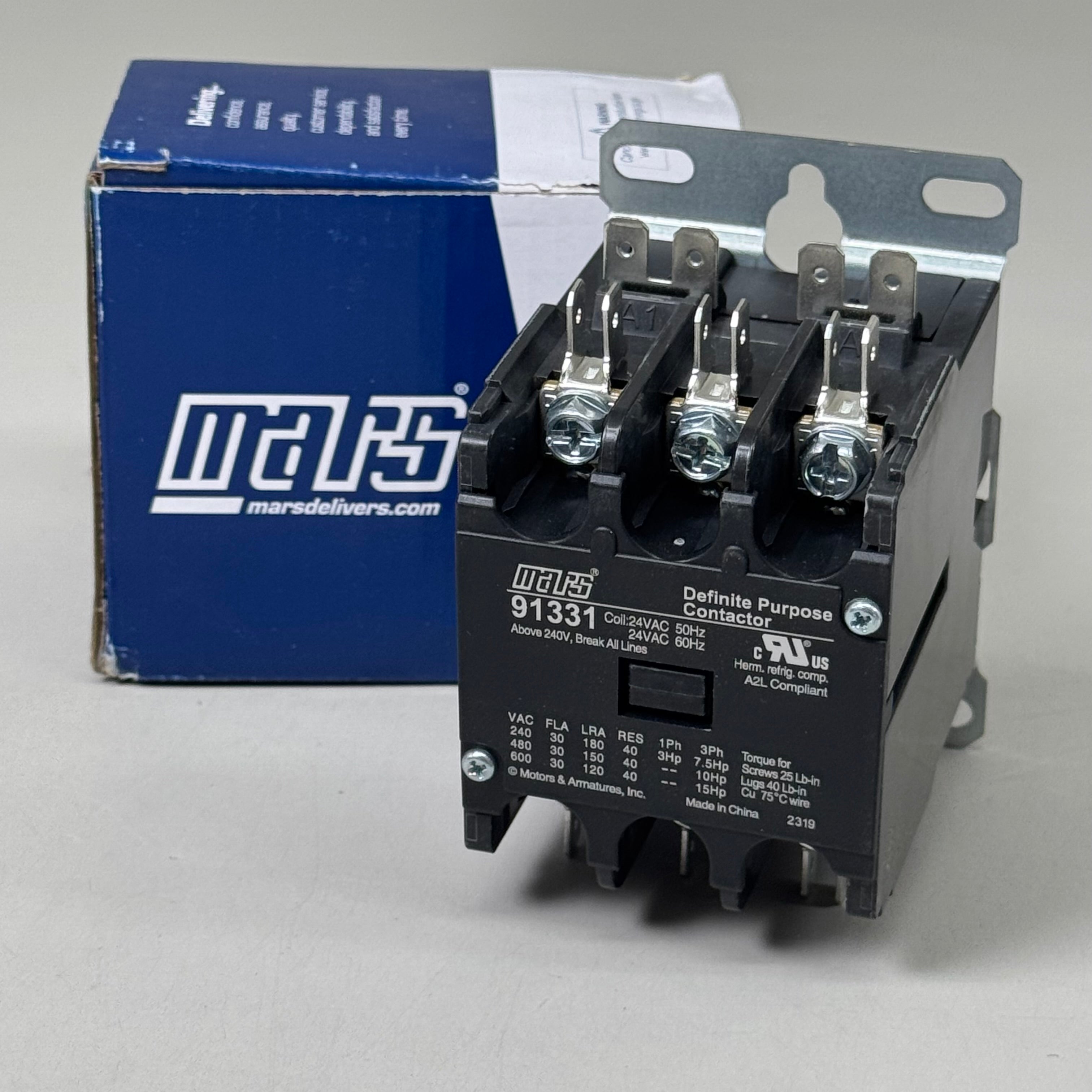MARS Definite Purpose Contractor 3-Pole 30 Full Load AMP 24 VAC Coil Volt 91331