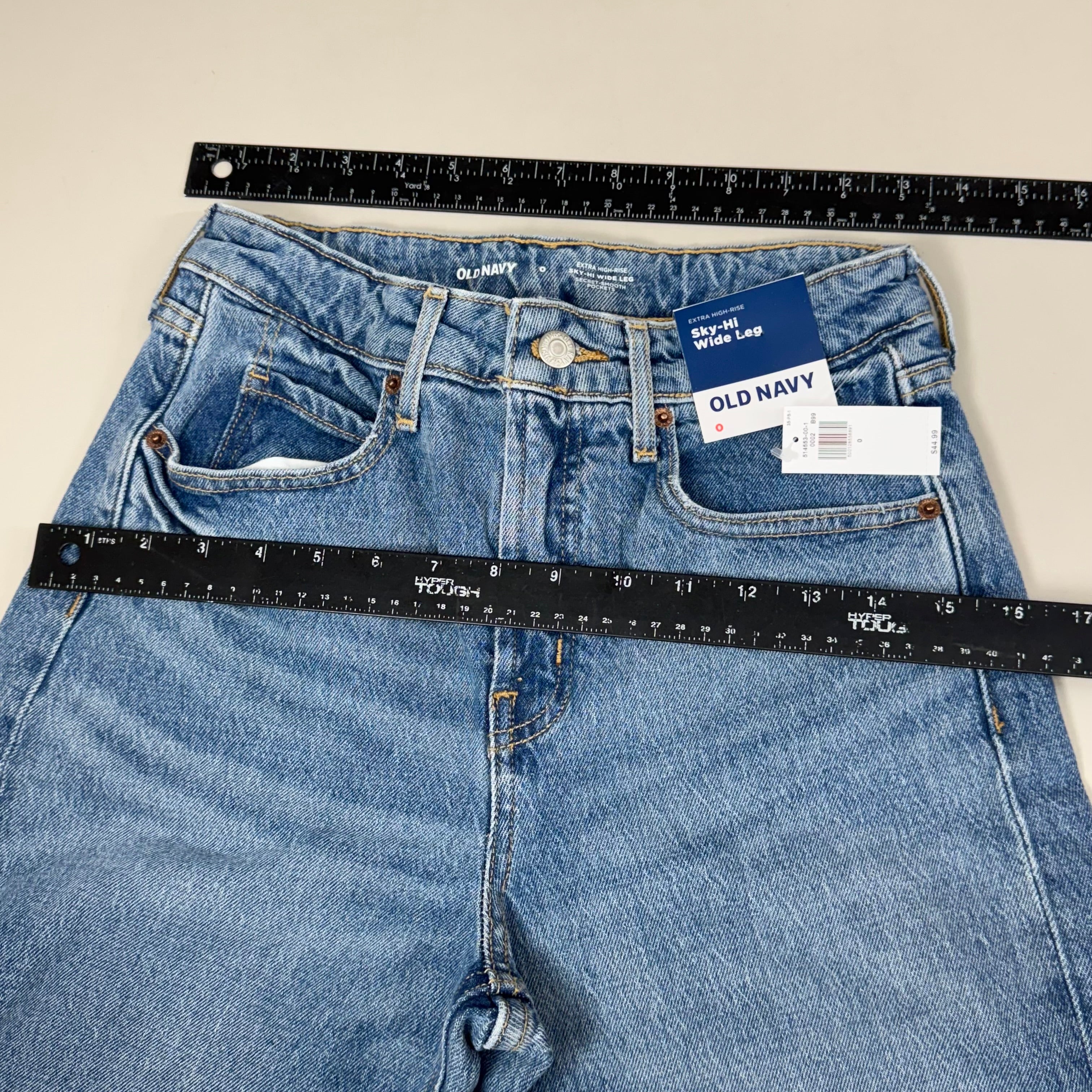 OLD NAVY Extra High-Waisted Sky-Hi Wide-Leg Jeans SZ 0