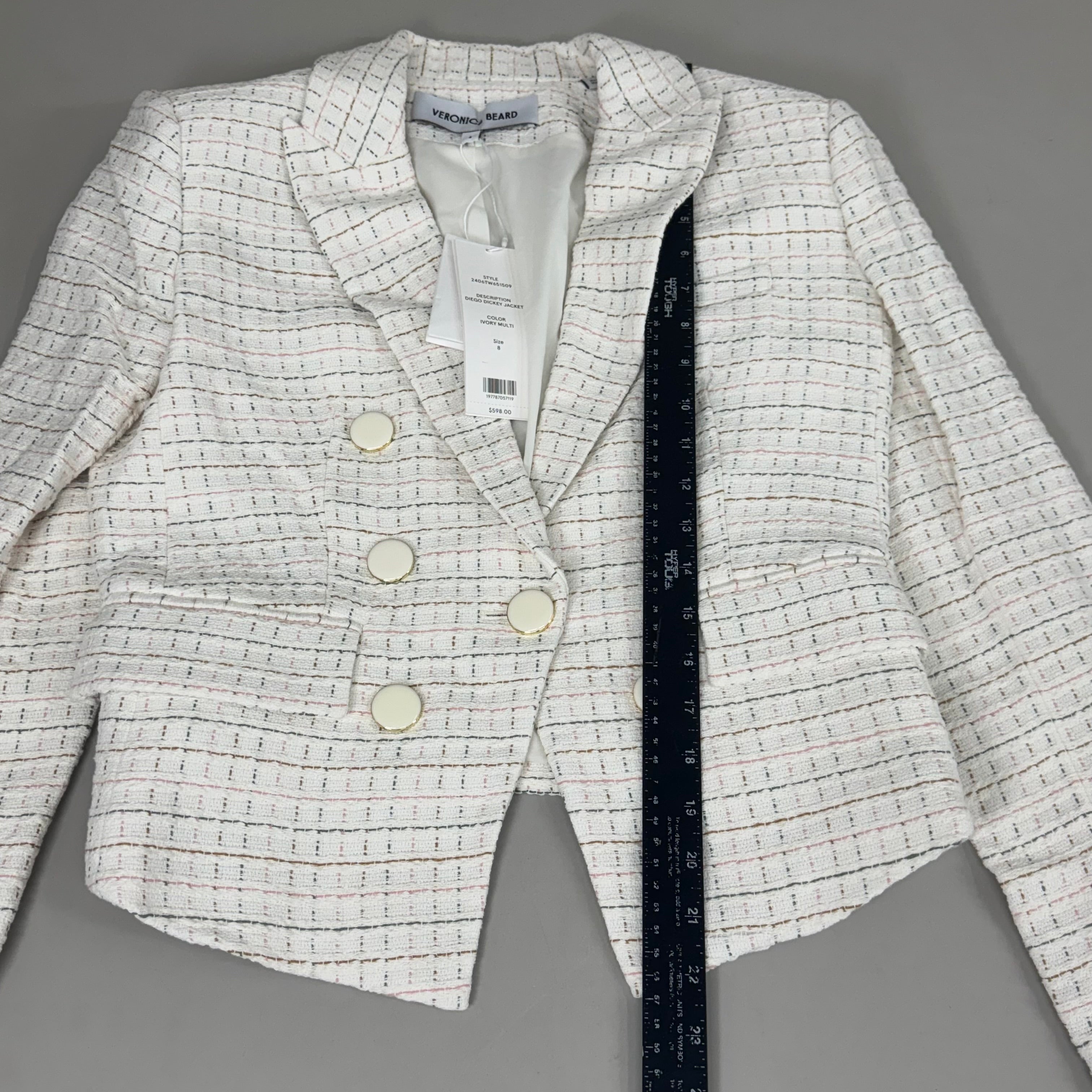 VERONICA BEARD Women's Diego Dickey Jacket Sz-8 Ivory/Multi 2406TW651509