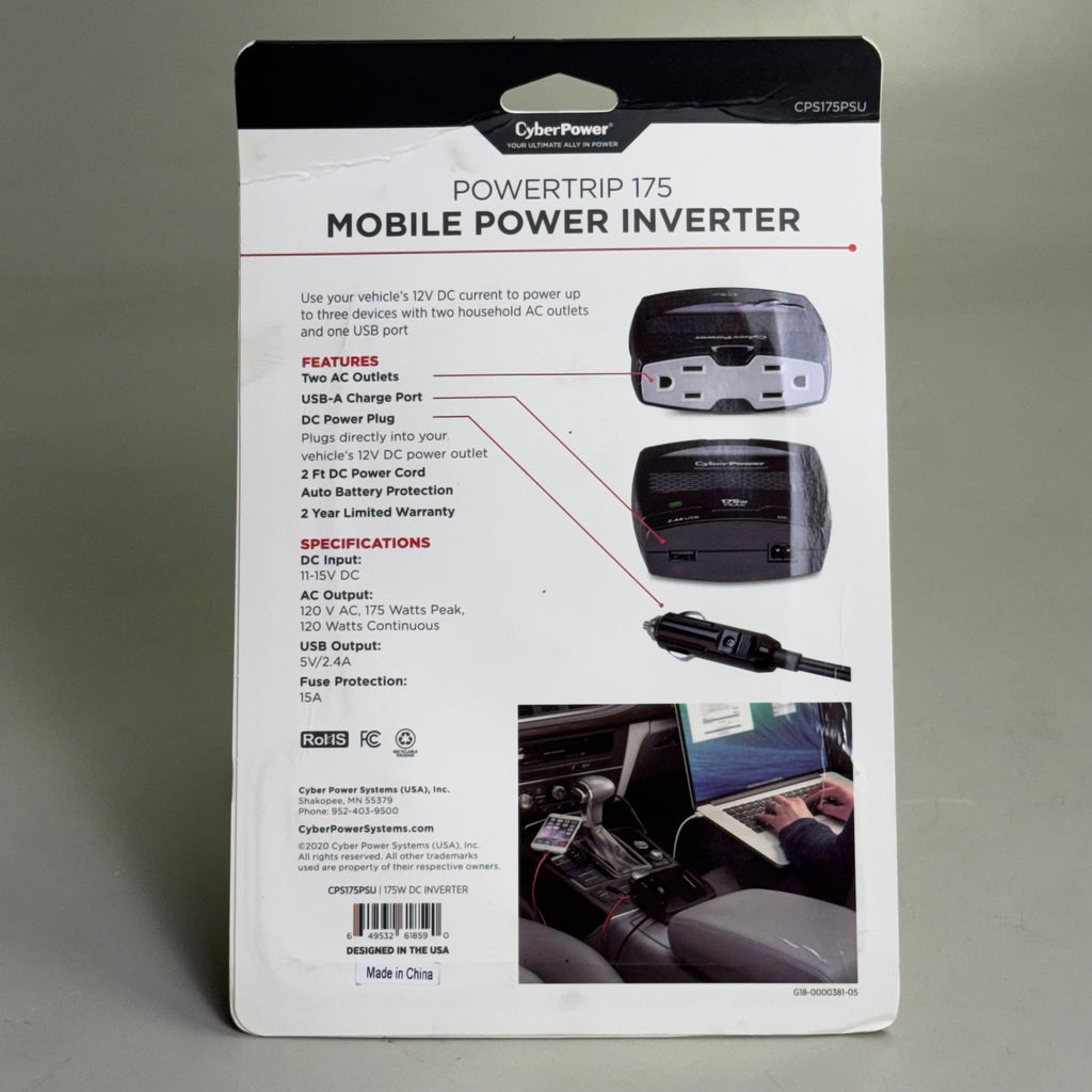 CYBERPOWER Powertrip 175W Mobile Power Inverter CPS175PSU