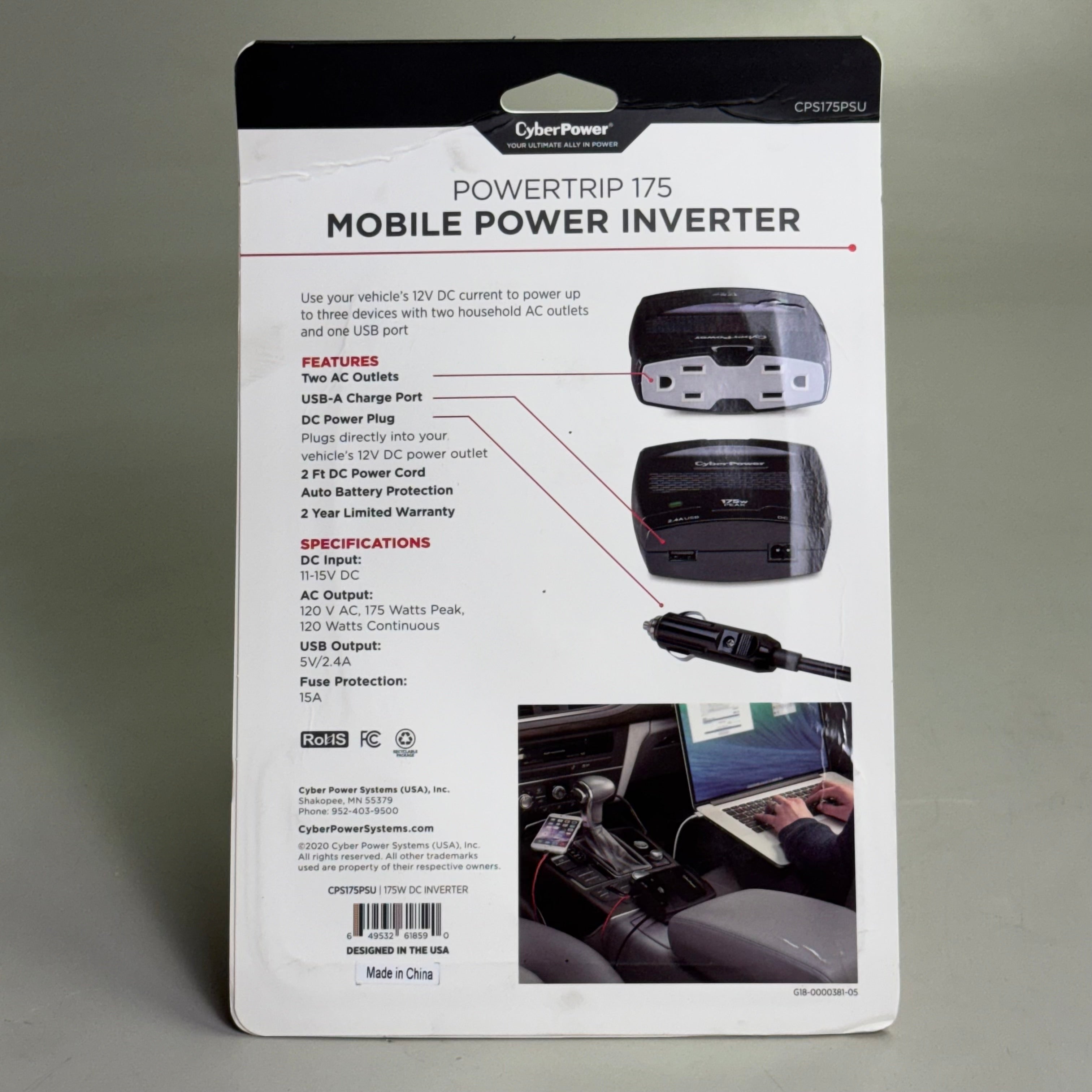 CYBERPOWER Powertrip 175W Mobile Power Inverter CPS175PSU