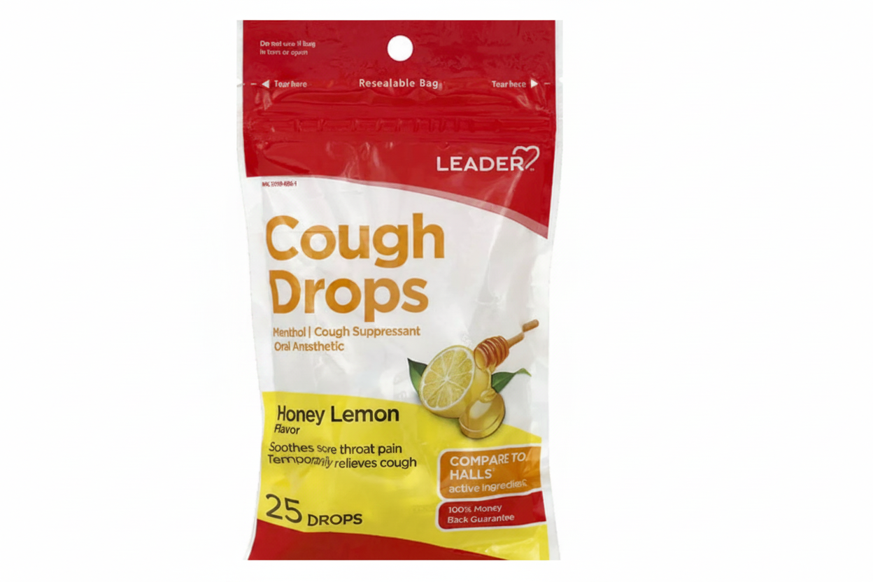 Leader Gluten Free Menthol Cough Drops Honey Lemon (25 ct)