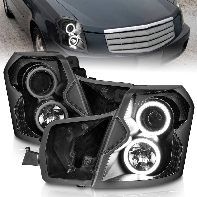 Anzo 2003-2007 Cadillac Cts Projector Headlights w/ Halo Black (CCFL)