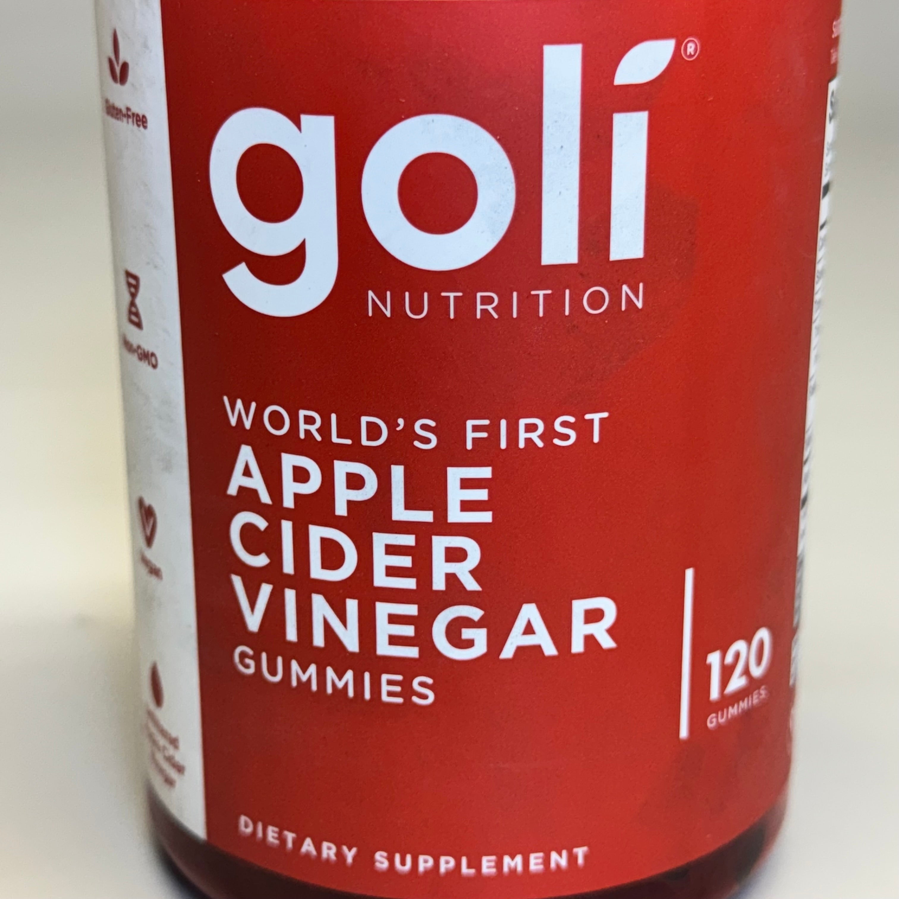 ZA@ GOLÍ Nutrition Apple Cider Vinegar 120 Gummies Sz 6.5” H Red BB Exp 08/25