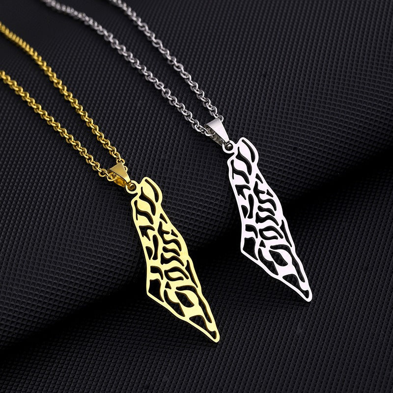 Palestine Map Pendant Necklace Universal Geometric Shape for Men and Women