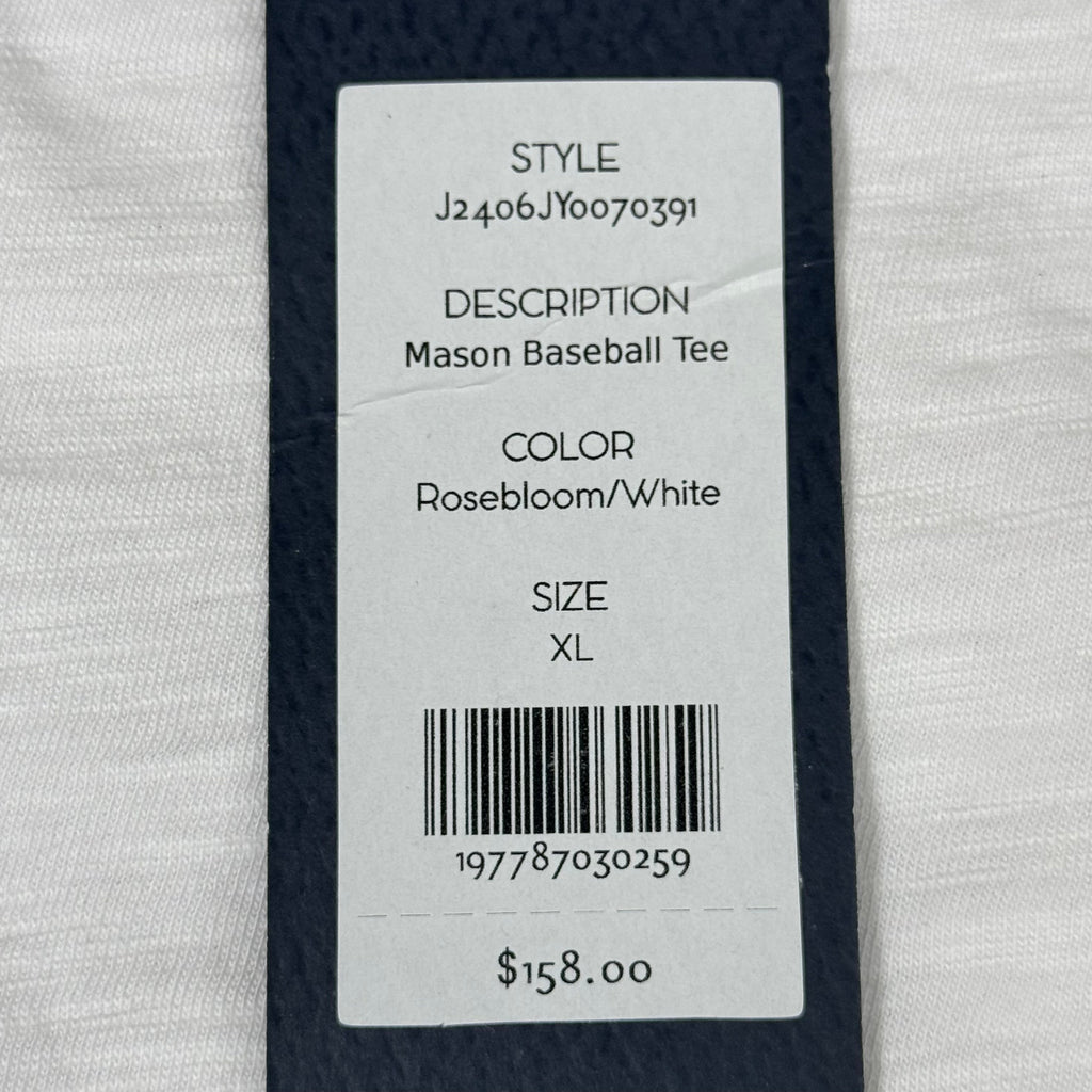 VERONICA BEARD Jeans Women's Mason Baseball Tee Sz-XL Rosebloom/White