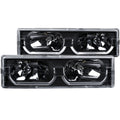 Anzo 1988-1998 Chevrolet C1500 Crystal Headlights Black w/ Low - Brow