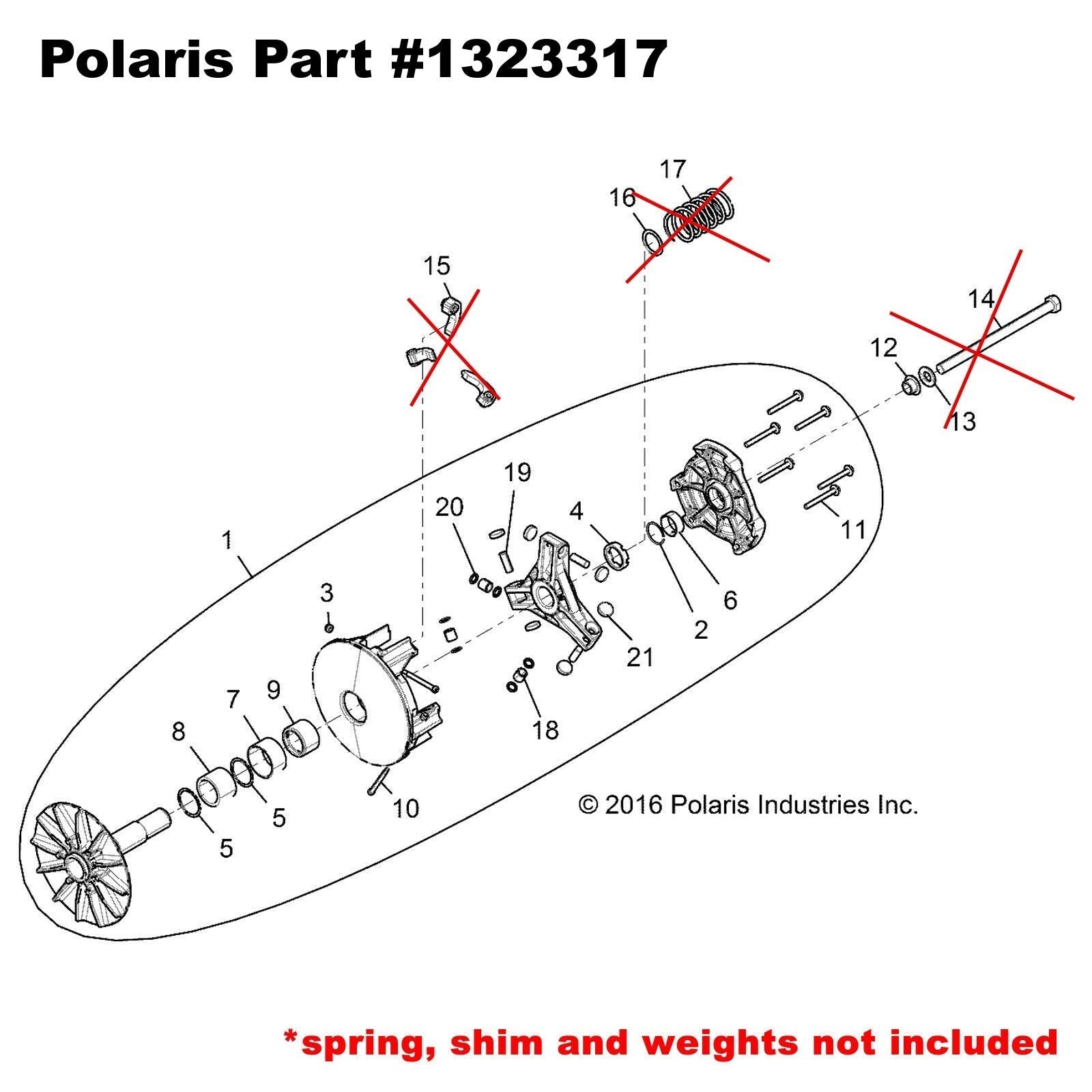OEM Polaris Primary Drive Clutch 1323317 - XP1000 2019+