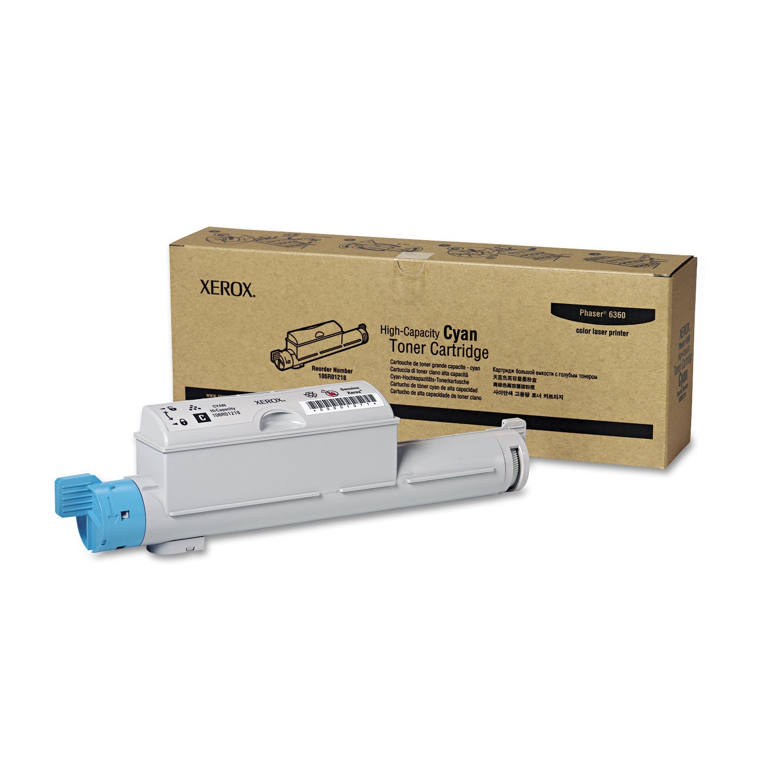 Xerox 106R01218 High-Yield Toner, 12,000 Page-Yield, Cyan