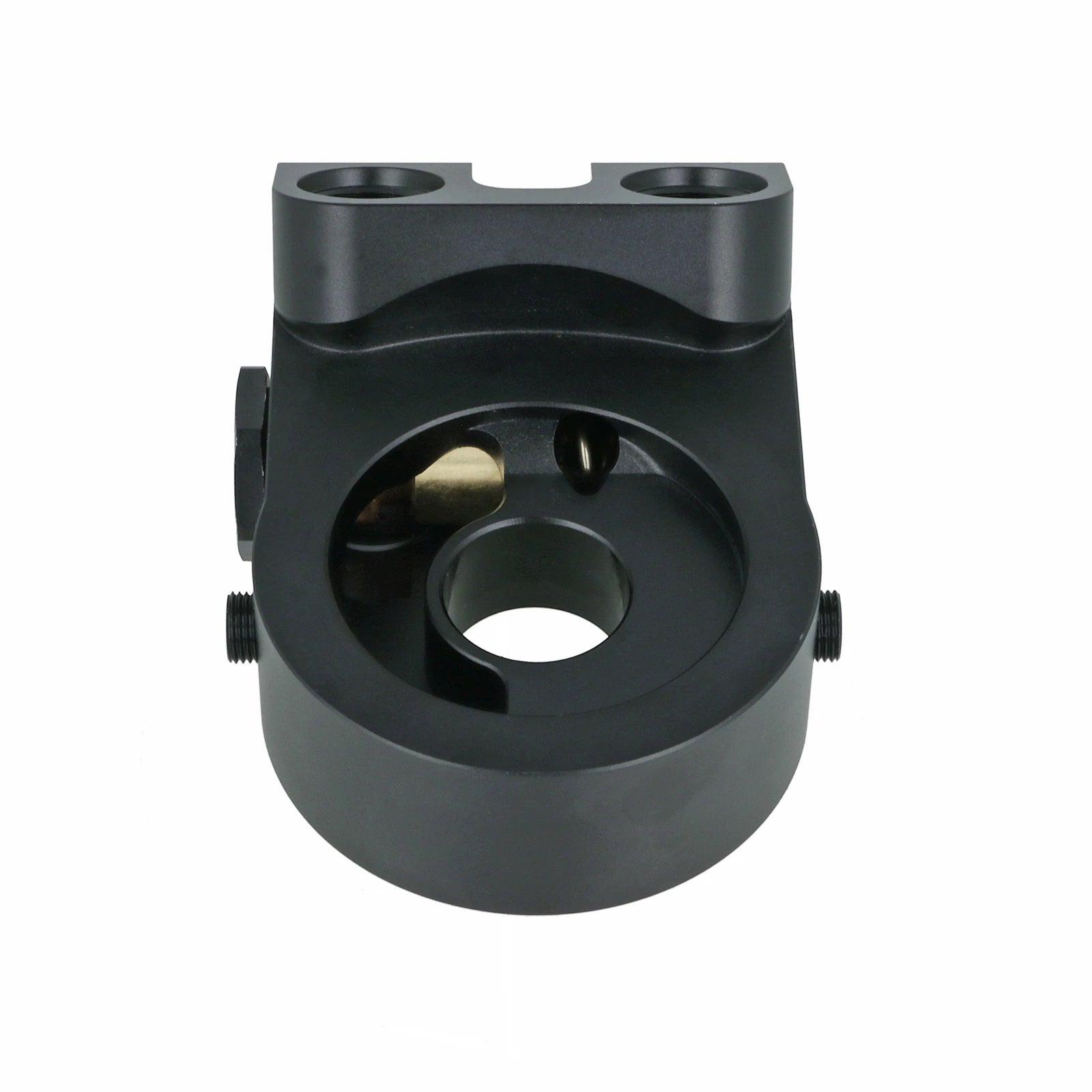 BOOST Products Billet Oil Filter Sandwich Plate Adapter  w/ Thermostat, black anodized