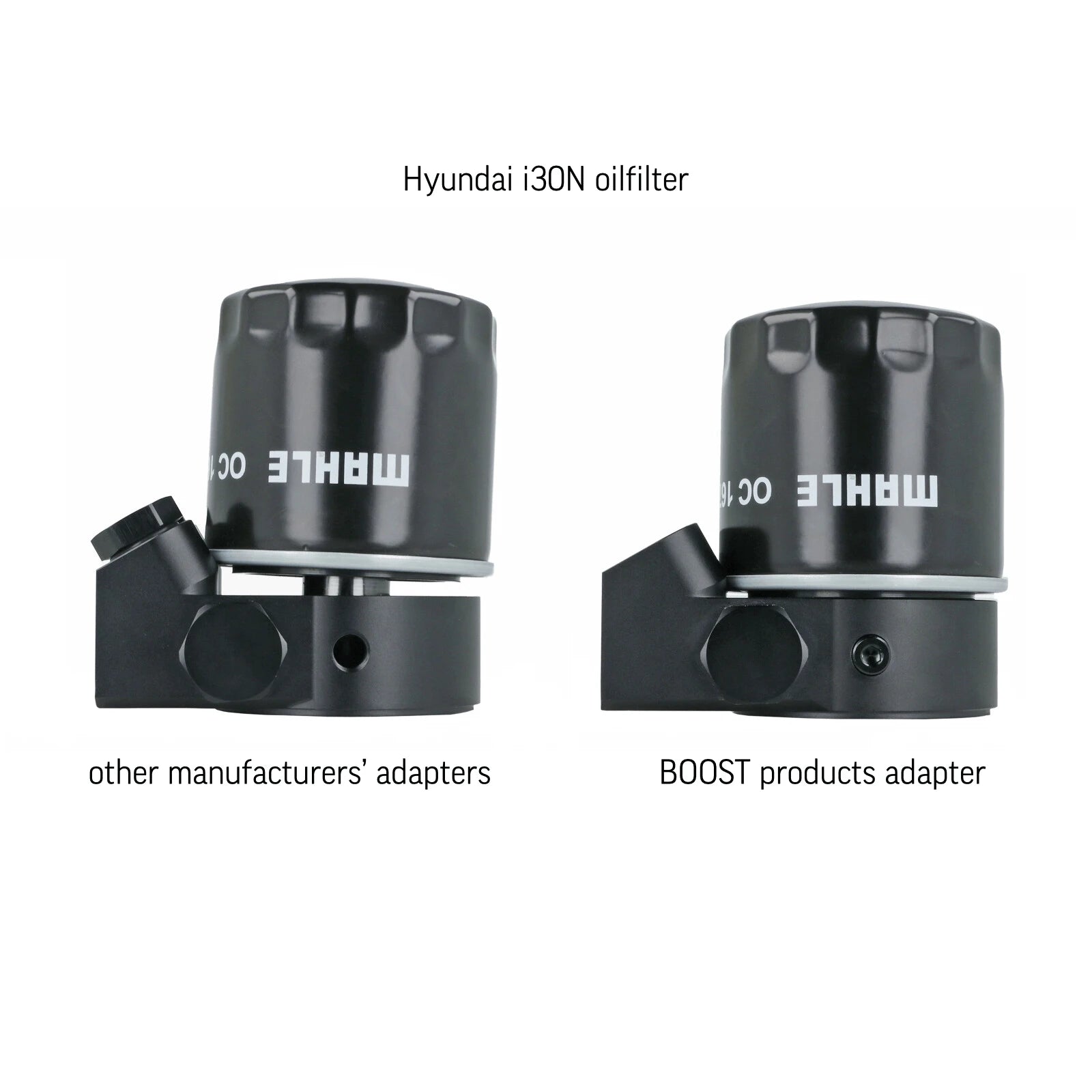 BOOST Products Billet Oil Filter Sandwich Plate Adapter  w/ Thermostat, black anodized