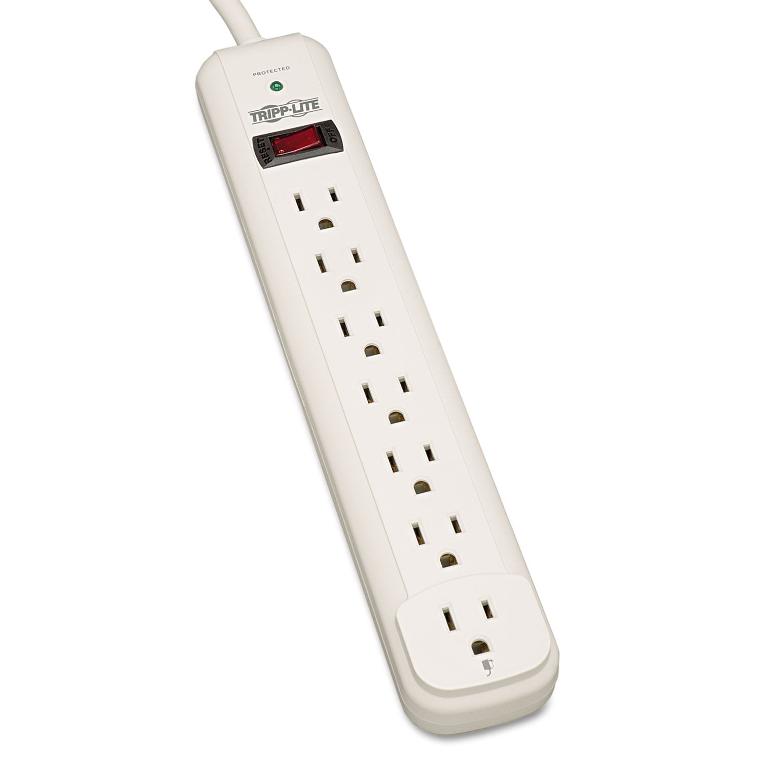 Tripp Lite Protect It! Surge Protector, 7 AC Outlets, 12 ft Cord, 1,080 J, Light Gray