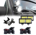 4pcs 4" LED PODS Combo Beam & Dual A-Pillar Light Lower Windshield Hinge Mounting Brackets For Wrangler JK 2DR/4DR 2007~2017