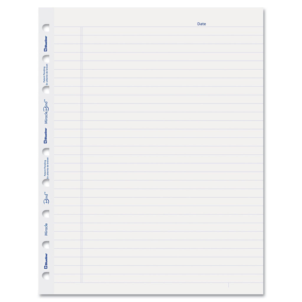 Blueline MiracleBind Ruled Paper Refill Sheets for all MiracleBind Notebooks and Planners, 9.25 x 7.25, White/Blue Sheets, Undated