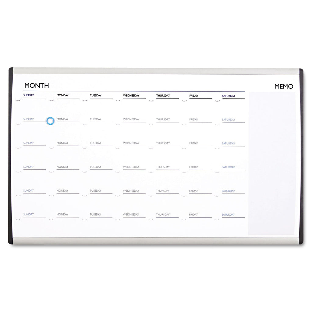 Quartet Magnetic Dry-Erase Calendar, 18 x 30, White Surface, Silver Aluminum Frame