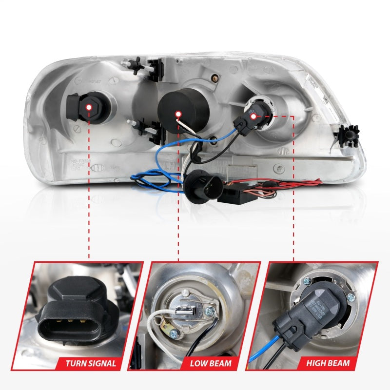 Anzo 1997.5-2003 Ford F-150 Projector Headlights w/ Halo Chrome 1pc