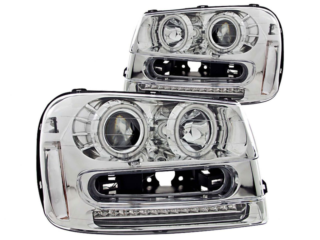 Anzo 2002-2009 Chevrolet Trailblazer Projector Headlights w/ Halo Chrome