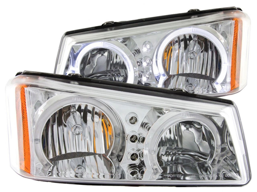 Anzo 2003-2006 Chevrolet Silverado 1500 Crystal Headlights w/ Halo Chrome