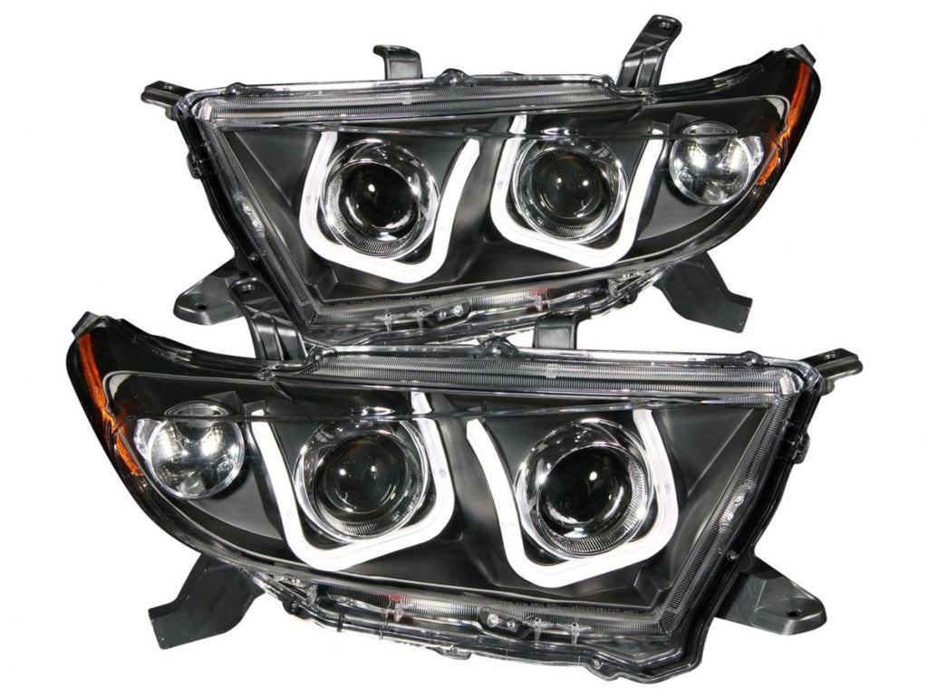 Anzo 2011-2013 Toyota Highlander Projector Headlights w/ U-Bar Black