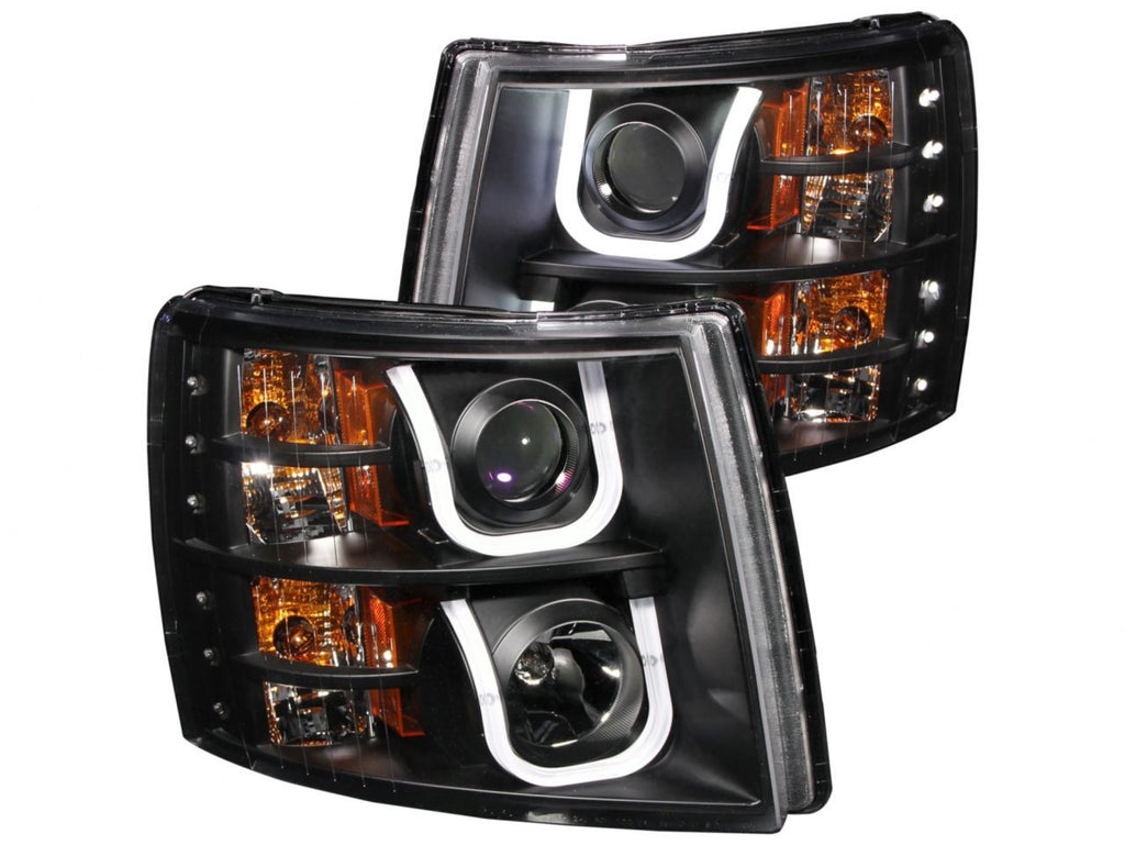 Anzo 2007-2013 Chevrolet Silverado 1500 Projector Headlights w/ U-Bar Black