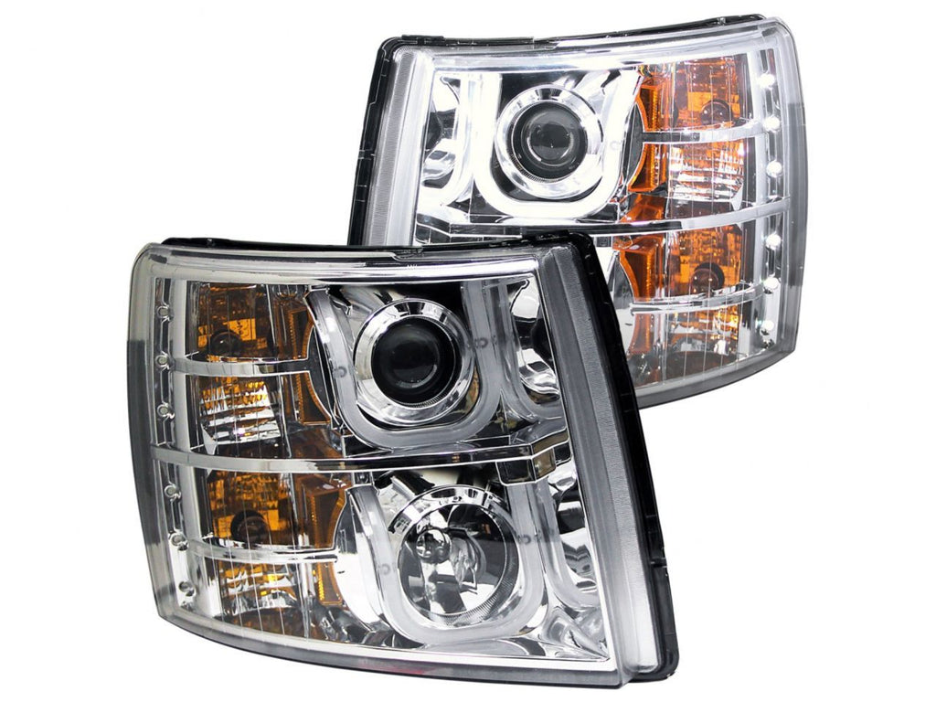 Anzo 2007-2013 Chevrolet Silverado 1500 Projector Headlights w/ U-Bar Chrom