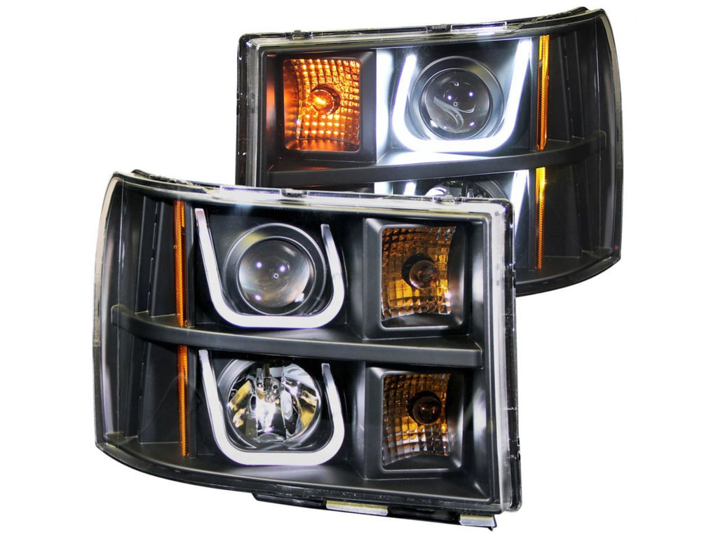 Anzo 2007-2013 Gmc Sierra 1500 Projector Headlights w/ U-Bar Black