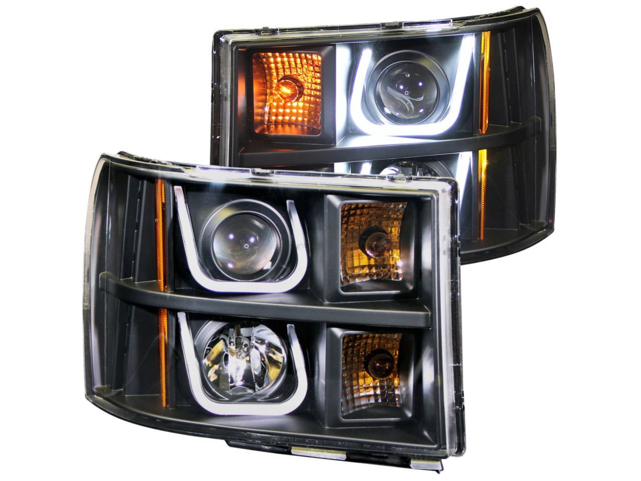Anzo 2007-2013 Gmc Sierra 1500 Projector Headlights w/ U-Bar Black