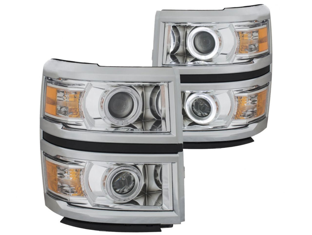 Anzo 2014-2015 Chevrolet Silverado Projector Headlights w/ Halo Chrome