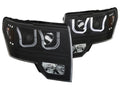 Anzo 2009-2014 Ford F-150 Projector Headlights w/ U-Bar Black Amber (HID TY