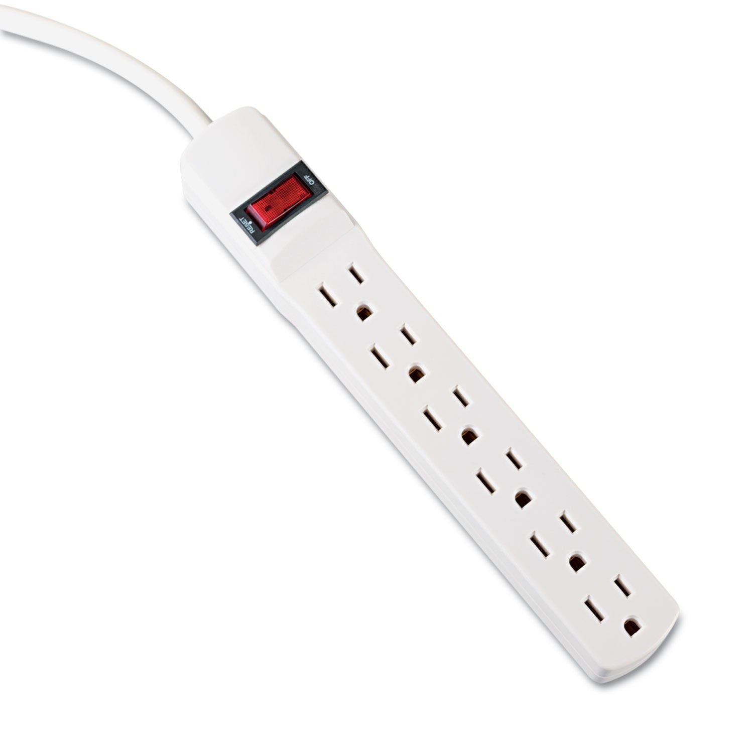 Innovera Power Strip, 6 Outlets, 6 ft Cord, Ivory