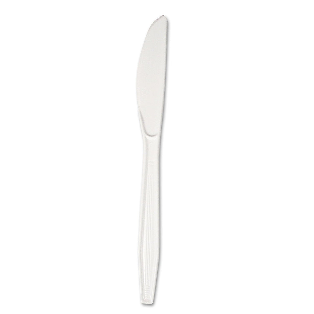 Boardwalk Heavyweight Polystyrene Cutlery, Knife, White, 1000/Carton