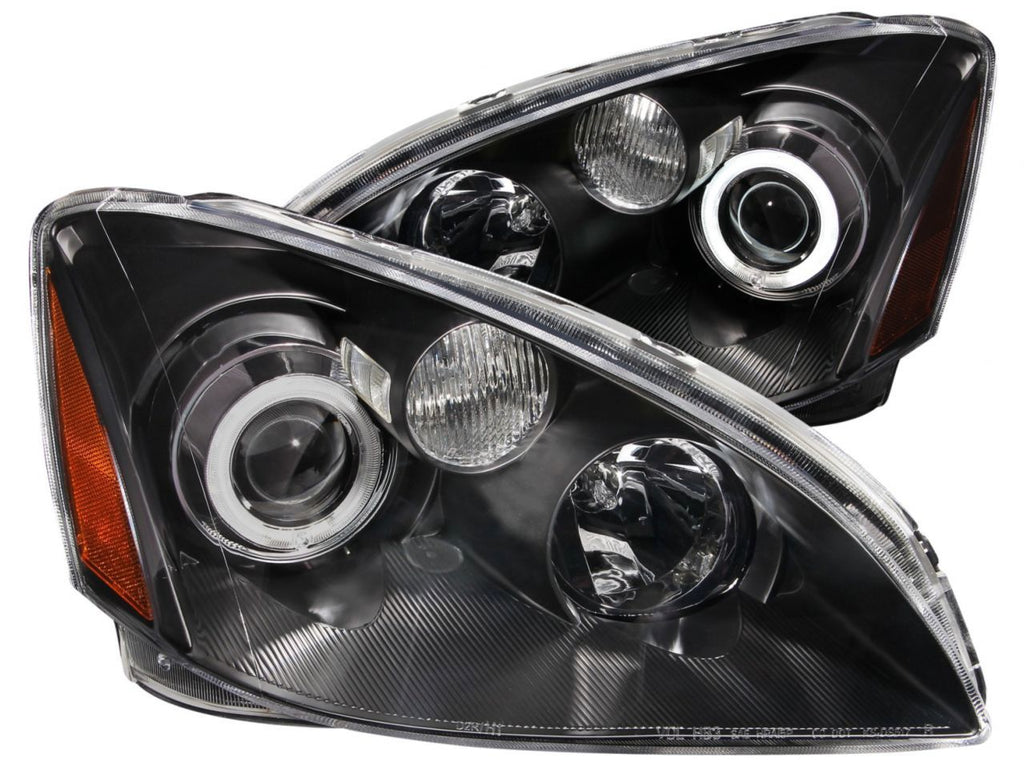 Anzo 2002-2004 Nissan Altima Projector Headlights w/ Halo Black