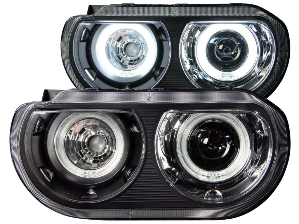 Anzo 2008-2014 Dodge Challenger Projector Headlights w/ Halo Black (CCFL)