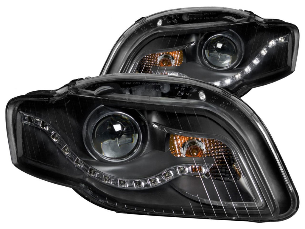 Anzo 2006-2008 Audi A4 Projector Headlights Black (R8 LED Style)