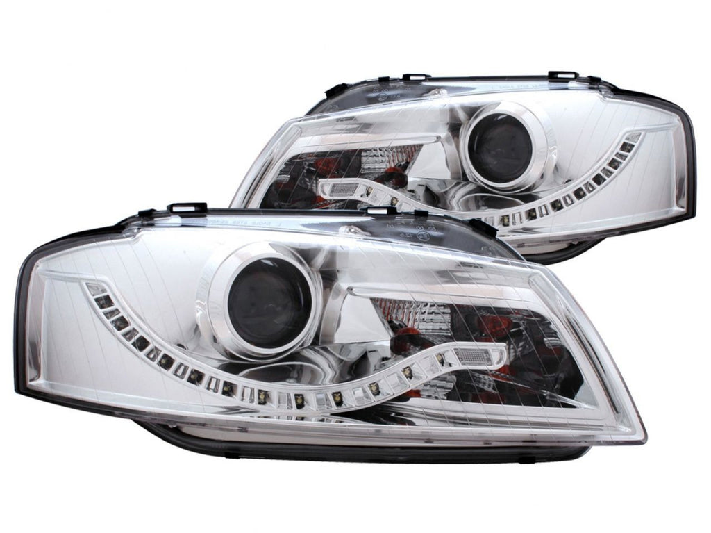 Anzo 2006-2008 Audi A3 Projector Headlights Chrome (R8 LED Style)