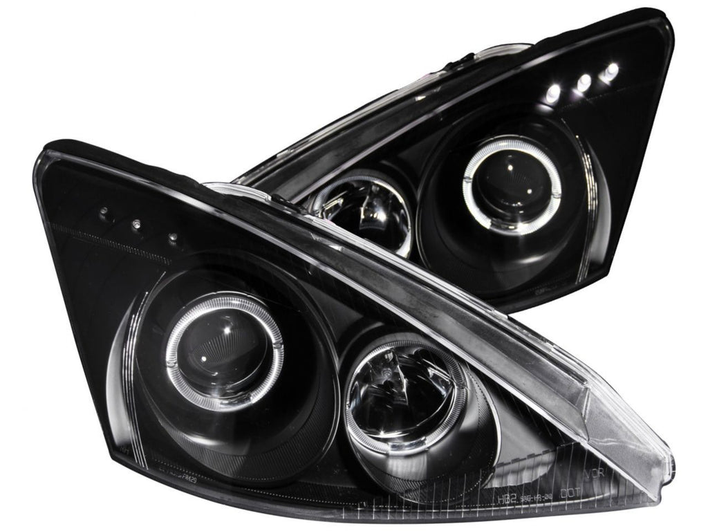 Anzo 2000-2004 Ford Focus Projector Headlights w/ Halo Black w/ LED