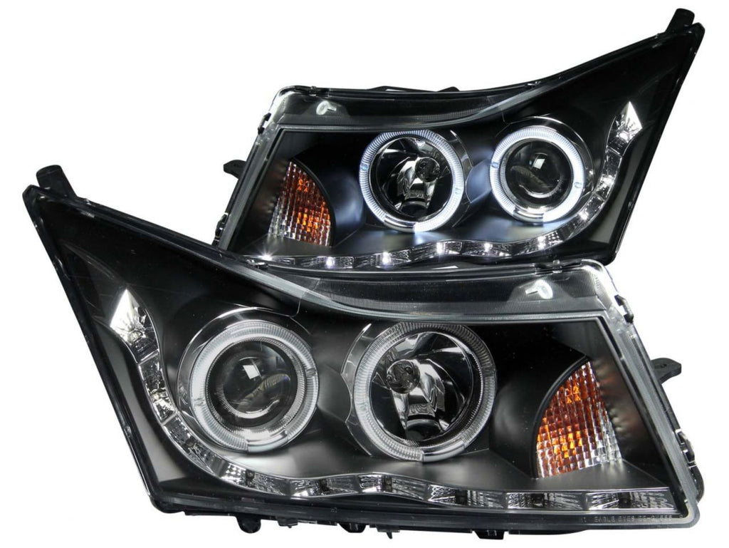 Anzo 2011-2015 Chevrolet Cruze Projector Headlights w/ Halo Black (LED Eyeb