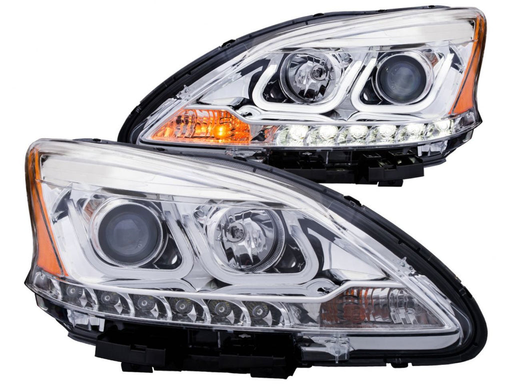 Anzo 2013-2015 Nissan Sentra Projector Headlights w/ U-Bar Chrome