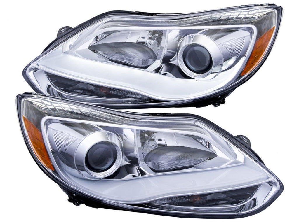 Anzo 2012-2014 Ford Focus Projector Headlights w/ Plank Style Design Chrome