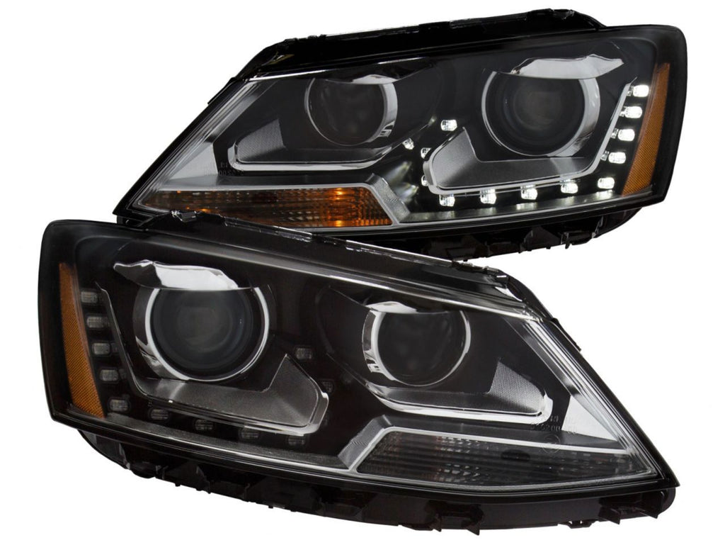 Anzo 2011-2013 Volkswagen Jetta Projector Headlights w/ Plank Style Design