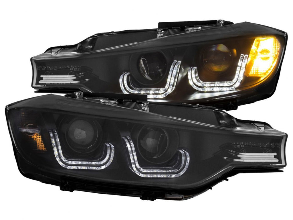 Anzo 2012-2015 BMW 3 Series Projector Headlights w/U-Bar Black HID Compat.