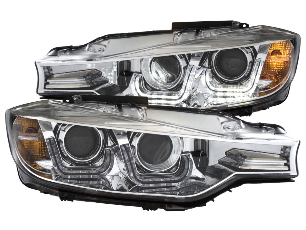 Anzo 2012-2015 BMW 3 Series Projector Headlights w/ U-Bar Chrome HID Compa