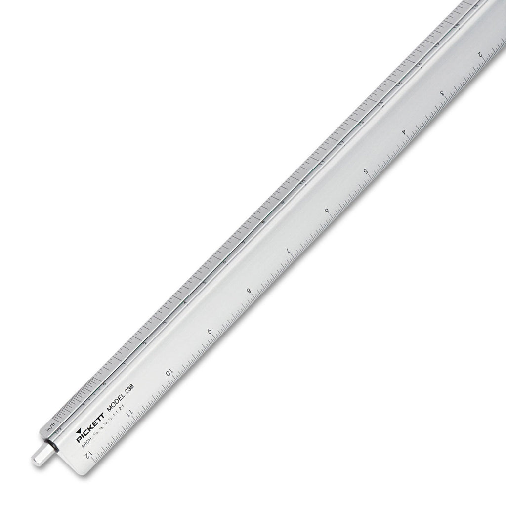 Chartpak Adjustable Triangular Scale Aluminum Architects Ruler, 12" Long, Silver