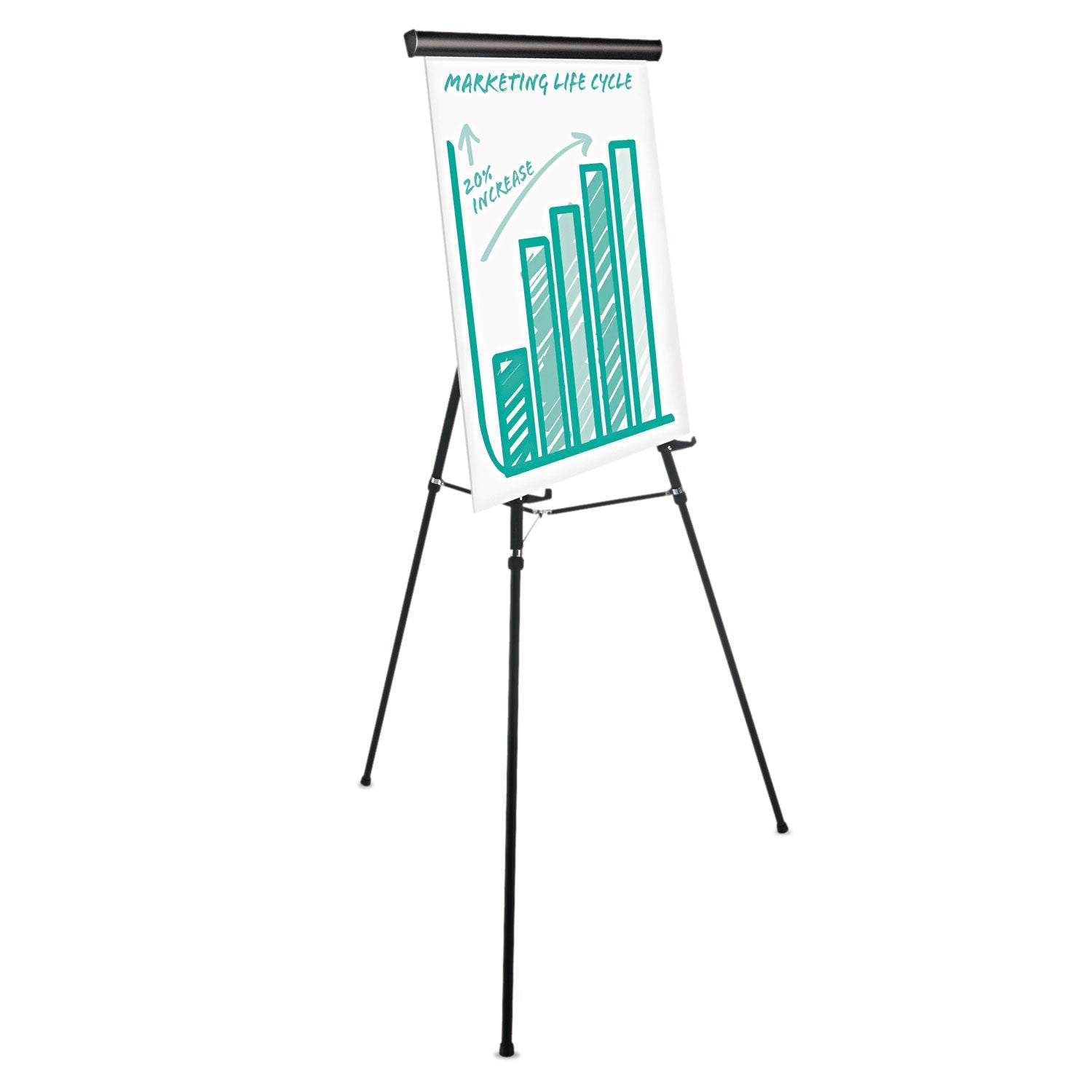 Universal Heavy-Duty Adjustable Presentation Easel, 69" Maximum Height, Metal, Black