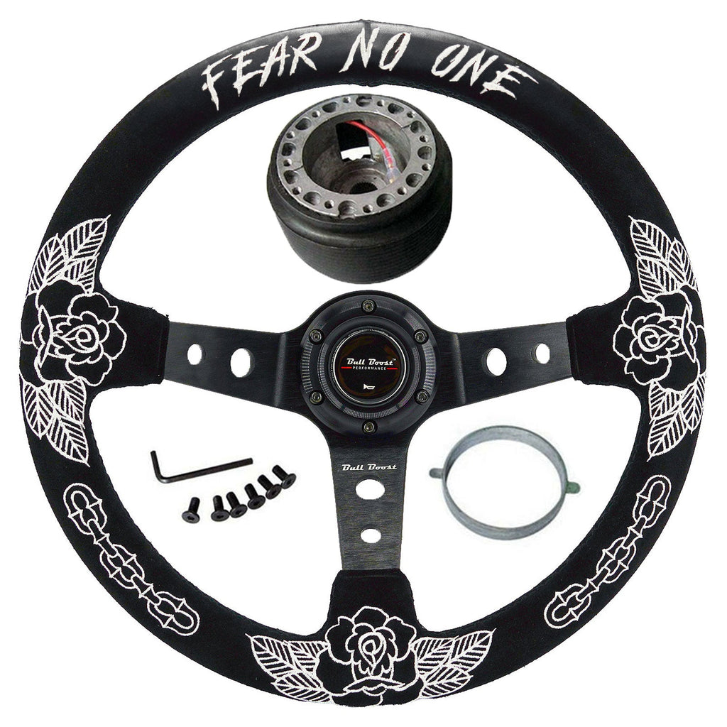 BW Rose 350MM Steering Wheel + Hub Adapter Kit For Subaru Impreza WRX
