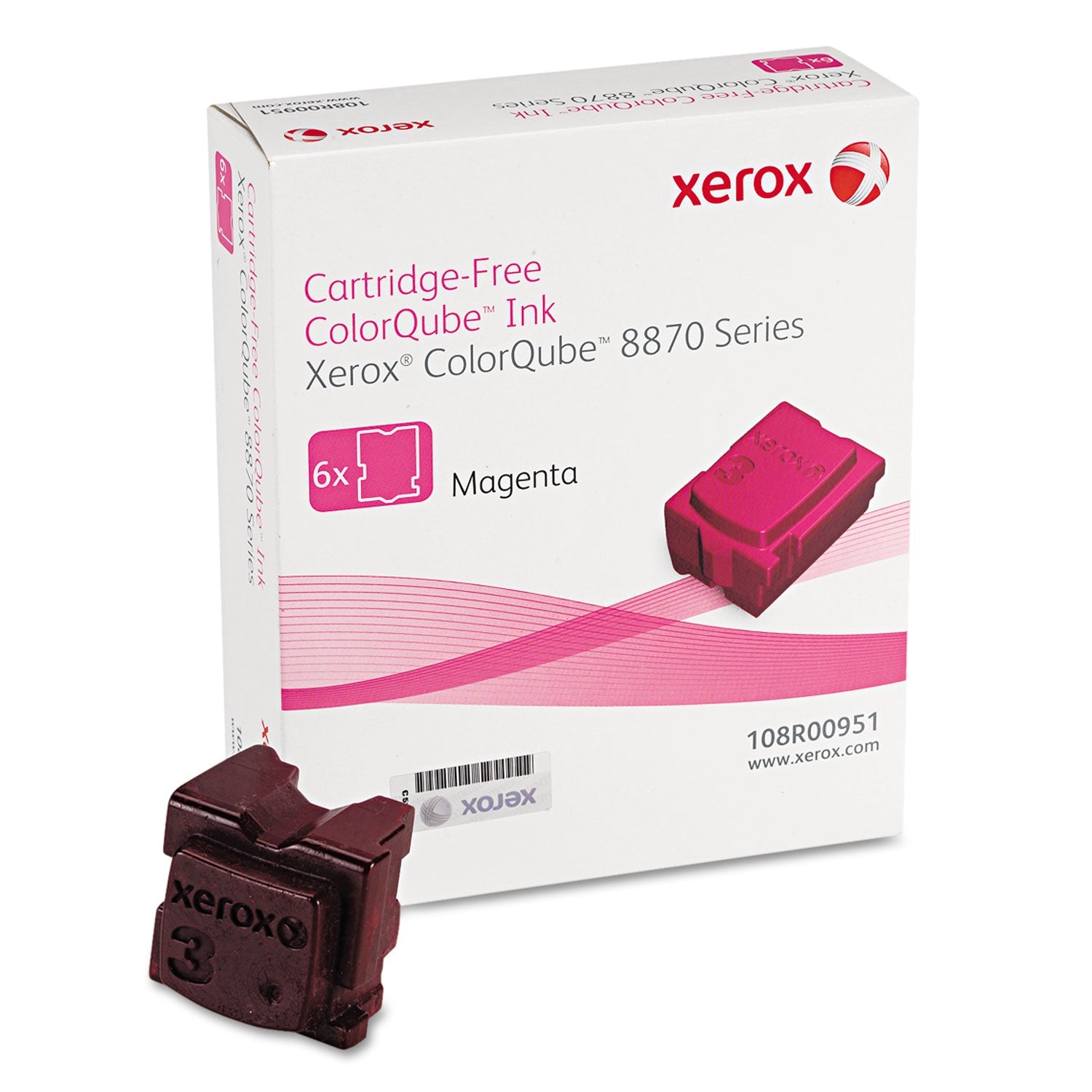 Xerox 108R00951 Solid Ink Stick, 17,300 Page-Yield, Magenta, 6/Box