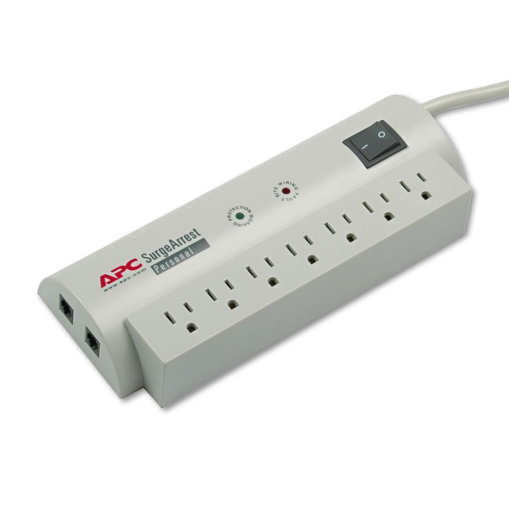 APC SurgeArrest Personal Power Surge Protector, 7 AC Outlets, 6 ft Cord, 240 J, Beige