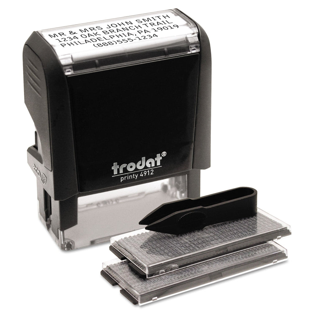 Trodat Printy Do It Yourself Self-Inking Message Stamp, 0.75" x 1.88", Black